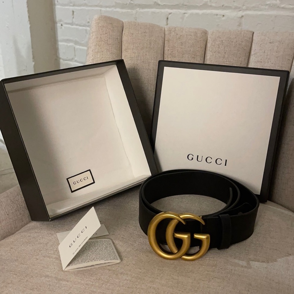 Authentic Gucci leather belt double G